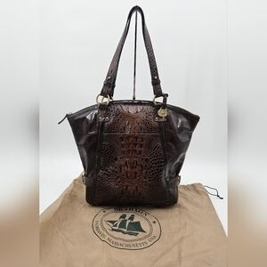 Brahmin DOREE MODERNA Brown Leather LARGE Croco Embossed BAG Purse Shoulder Bag